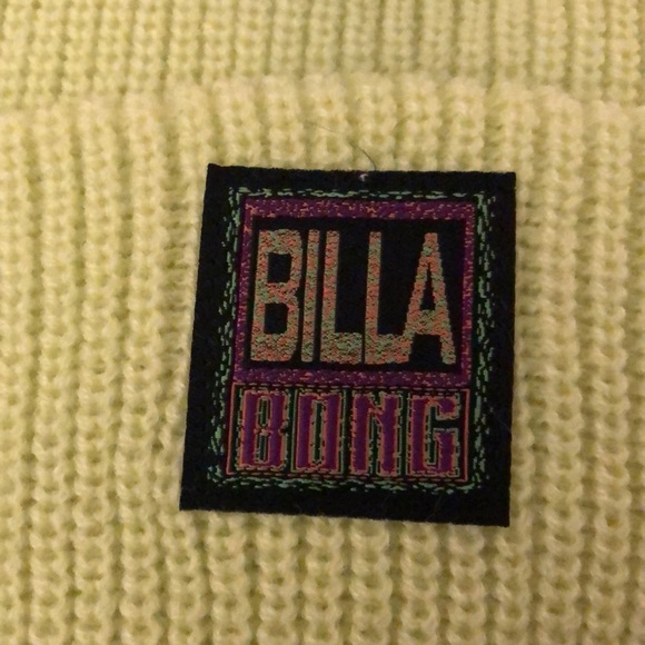 Billabong Walled Cuffed 100% Acrylic Ribbed Beanie Hat Light Green OS NWT - Picture 5 of 16